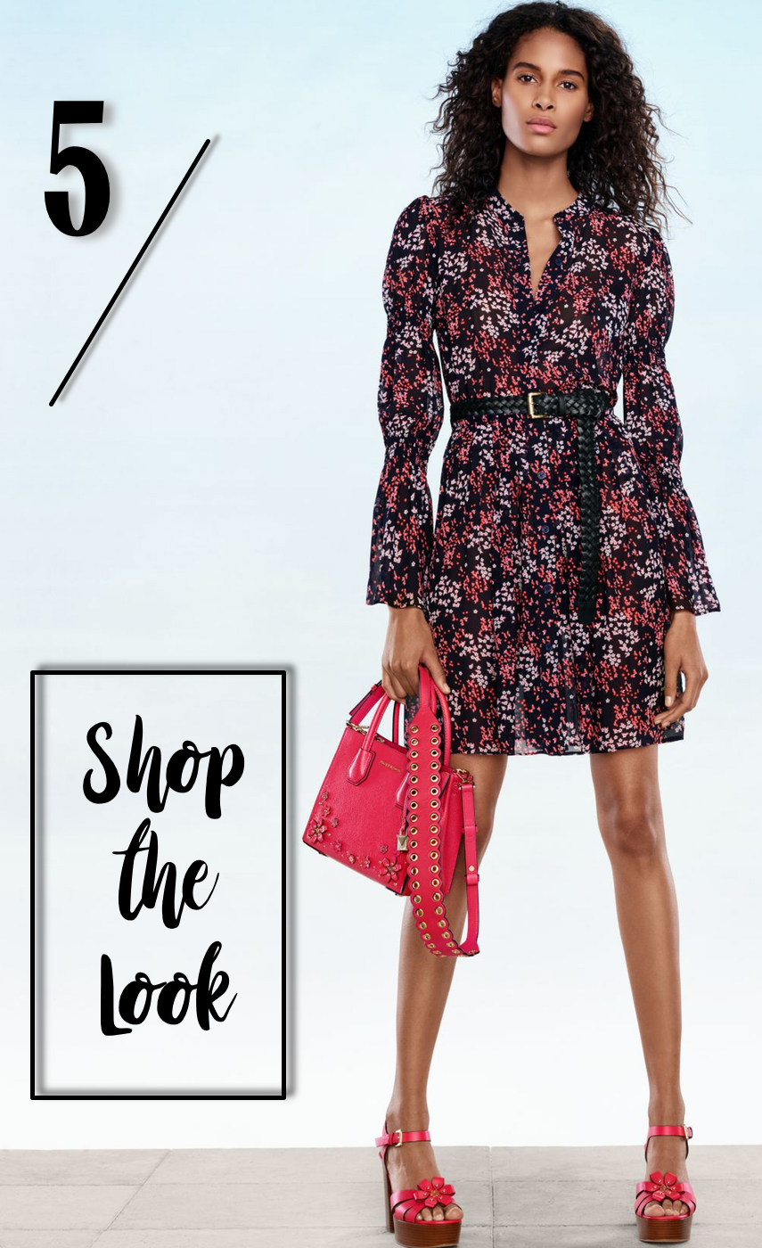 MICHAEL MICHAEL KORS Floral Shirtdress, Mercer Crossbody, Leather Handbag Strap, Tara Platform Sandal