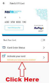 how to activate paytm atm debit card online