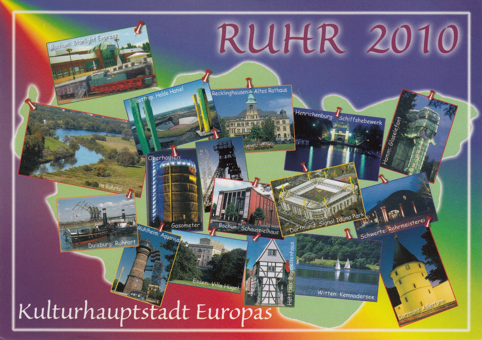 Meine Deutschen Postkarten - My German Postcards: Ruhrgebiet: Landkarte/Map Meine Deutschen Postkarten - My German Postcards: Ruhrgebiet: Landkarte/Map