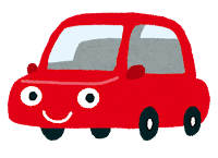 車のキャラクターのイラスト（赤）