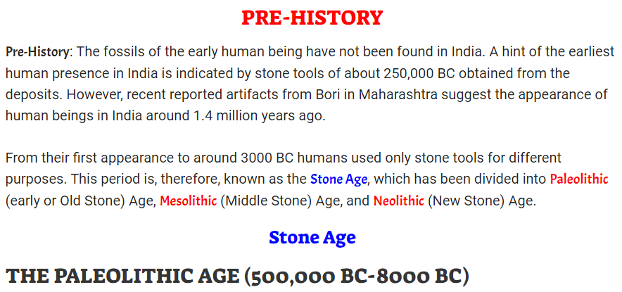 Pre History of India