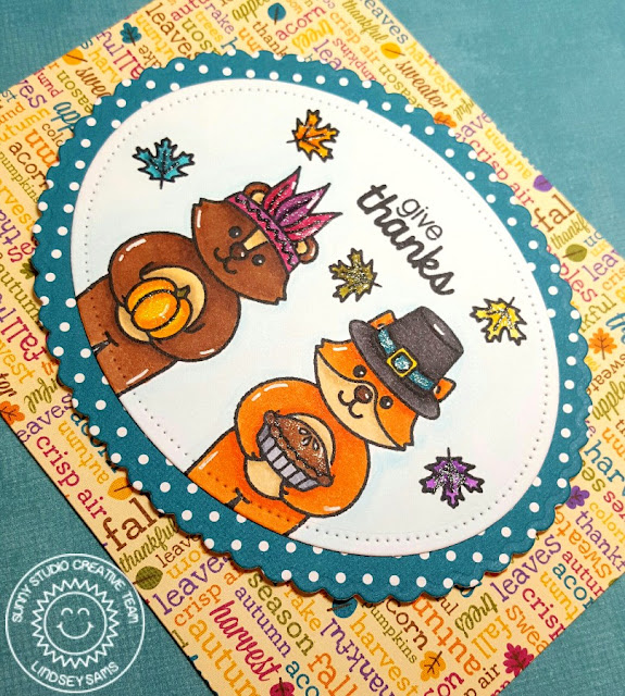 Sunny Studio Stamps: Woodsy Creatures Pilgrim & Indian Thanksgiving Card by Lindsey Sams.