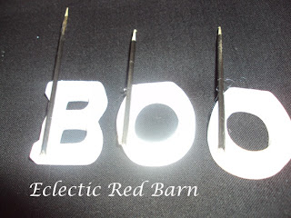 boo letters with skewers attached