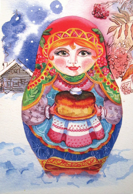 matryoshka doll postcard