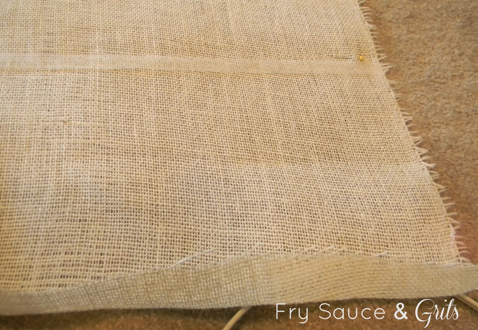 Fry Sauce & Grits "Easy" and "No sew" Gold Polka Dot Burlap Curtains