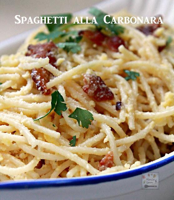 With just a few ingredients, this classic version of Spaghetti alla Carbonara is so quick and easy to make and totally delicious, too!  A big family favorite! 