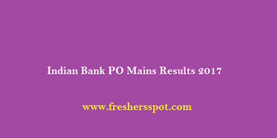 Indian Bank PO Mains Results 2017