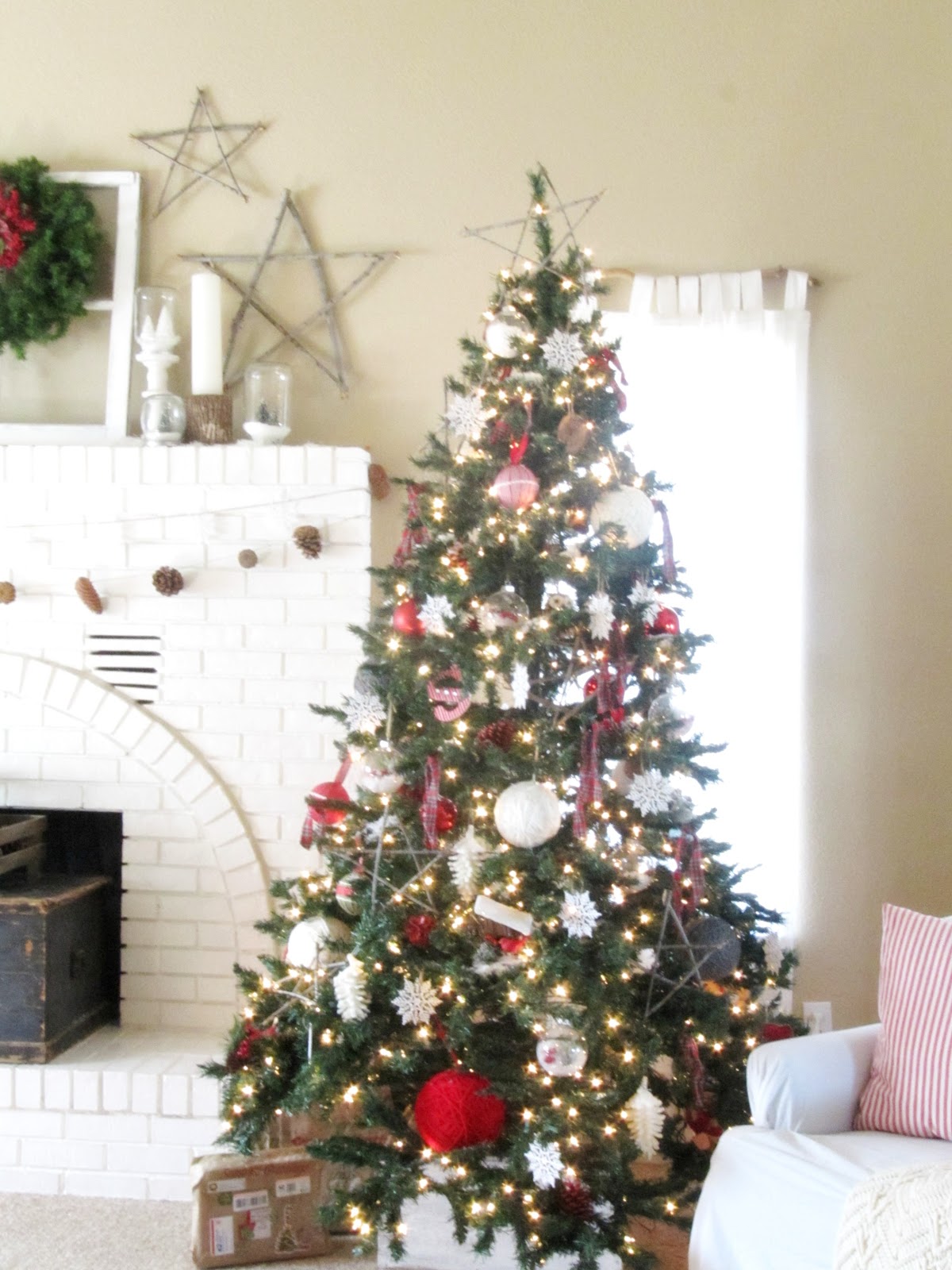 Red, White and Plaid Christmas Tree - The Wicker House