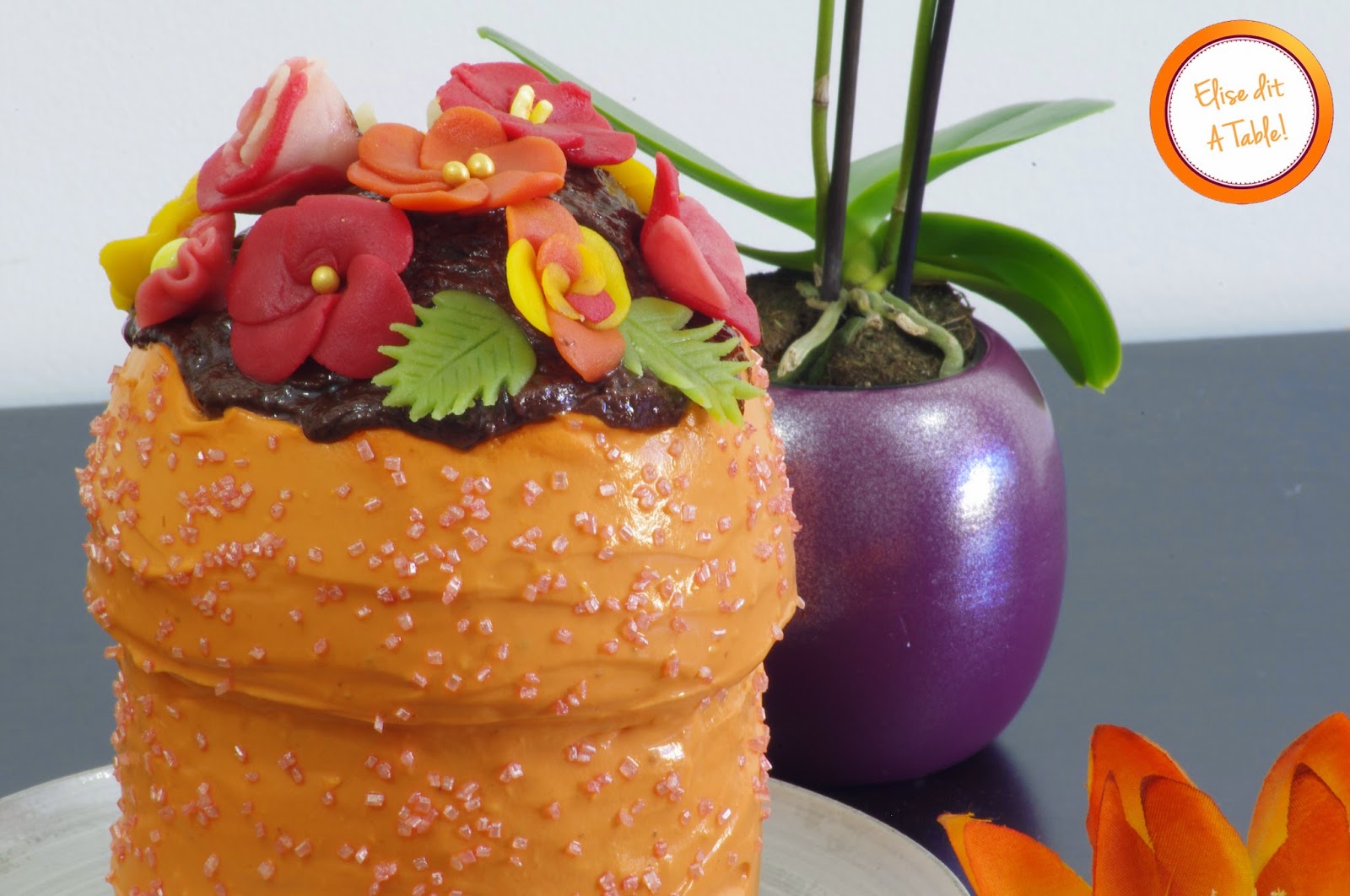 Gâteau pot de fleurs pour la fête des mères