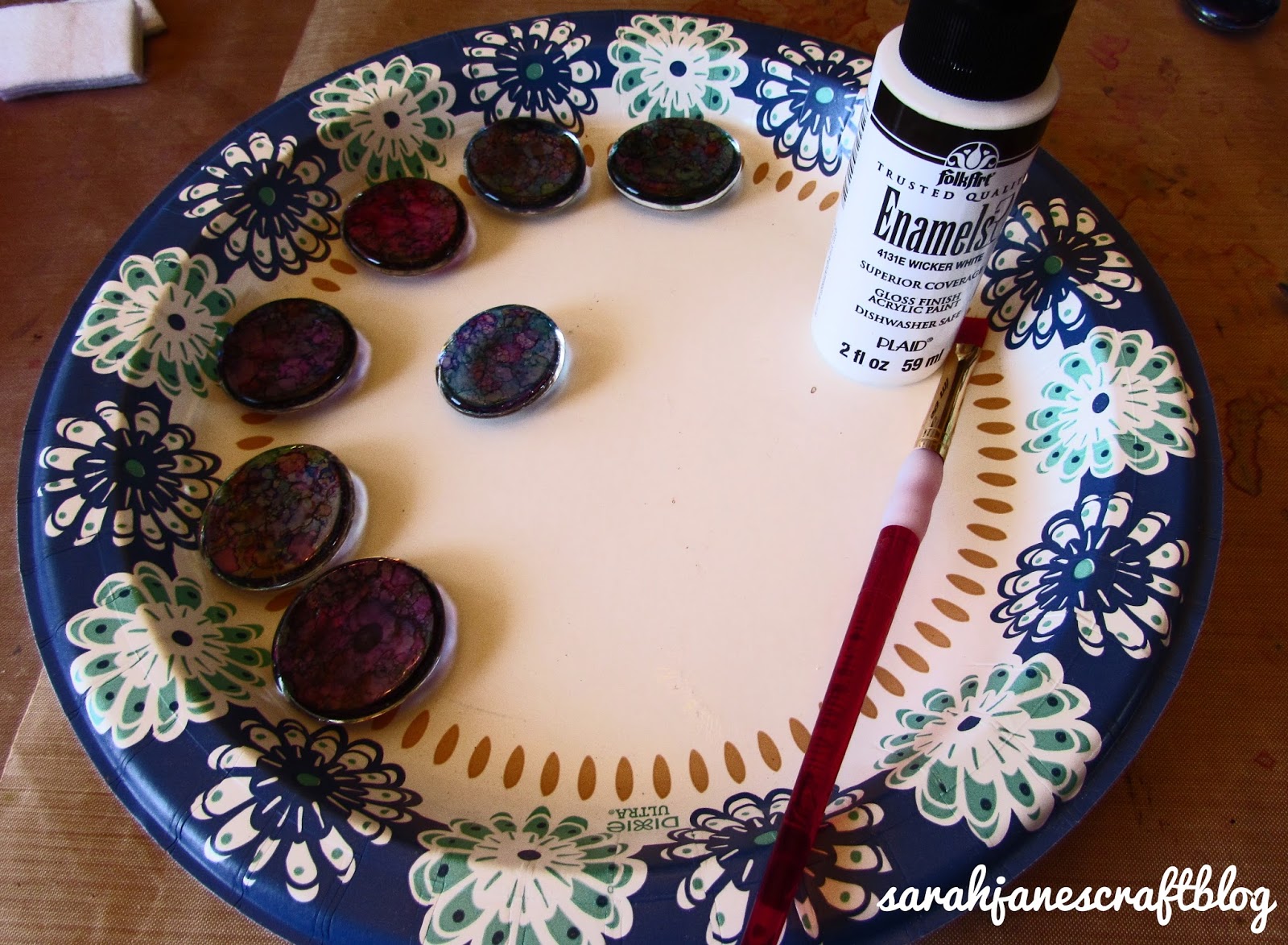 Glass Gems with Alcohol Ink and Enamel Paint