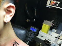 Chinese Tattoo Behind Ear Men
