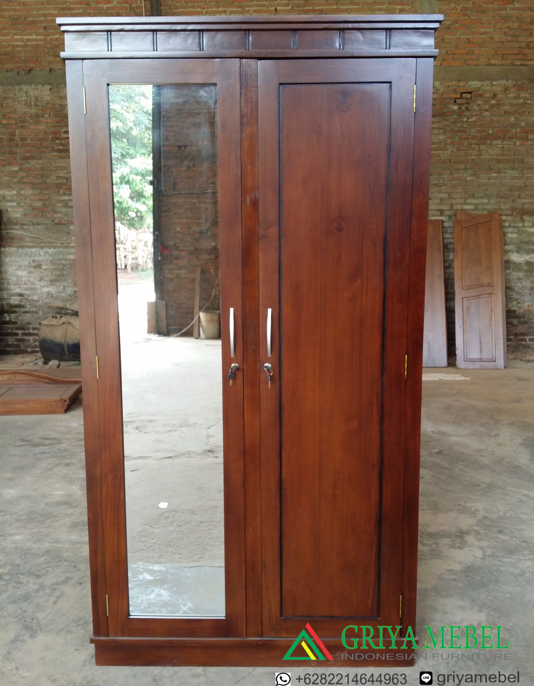 43 Model Lemari Pakaian Kayu Jati 2 Pintu Terbaru 2018 - Model Desain