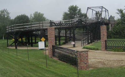 Wooden and iron bridge with a spiral ramp