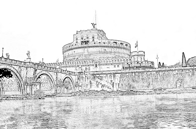 sketch of the Rome castle