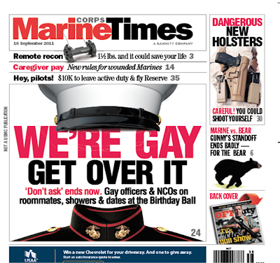Marine Times cover with headline we're gay get over it