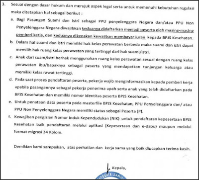 surat edararan peserta bpjs untuk pasangan suami istri pekerja