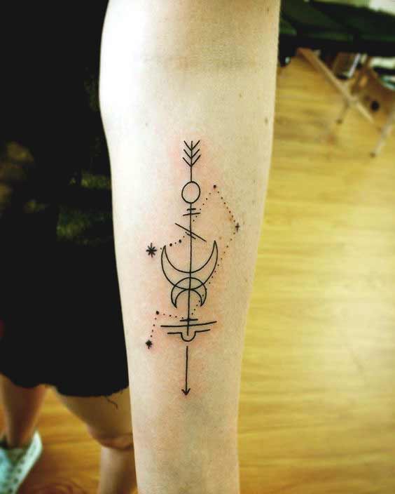 best libra constellation tattoos with arrow on forearm