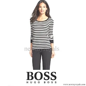 Queen Letizia Style HUGO BOSS Stripe Wool Sweater