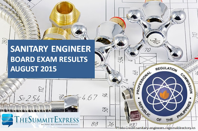 August 2015 Sanitary Engineer board exam results