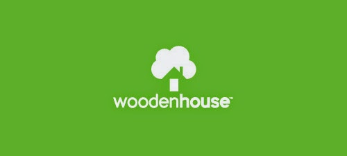 Wooden House Logo Negative Space contoh logo negative space