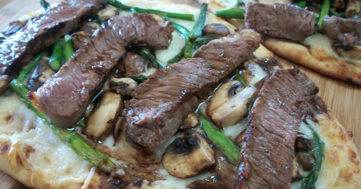 Cook with Sara Steak, Mushroom and Asparagus Flatbreads