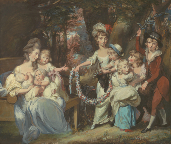 Painting of Mrs. Justinian Casamajor and eight of her children by British artist Daniel Gardner, 1750–1805 Image from the Yale Center for British Art