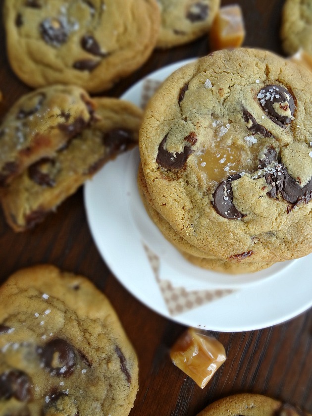 The Cooking Actress Salted Caramel Stuffed Chocolate Chip Cookies