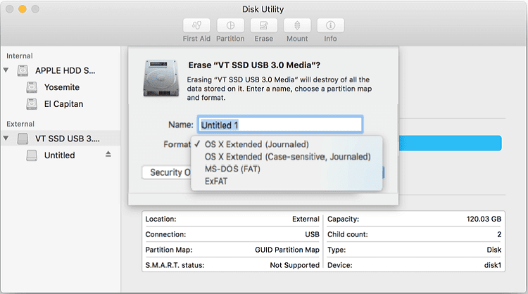 reformat external drive mac