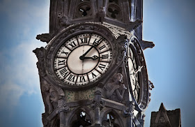 Clock on Sant Pau Hospital's church spire