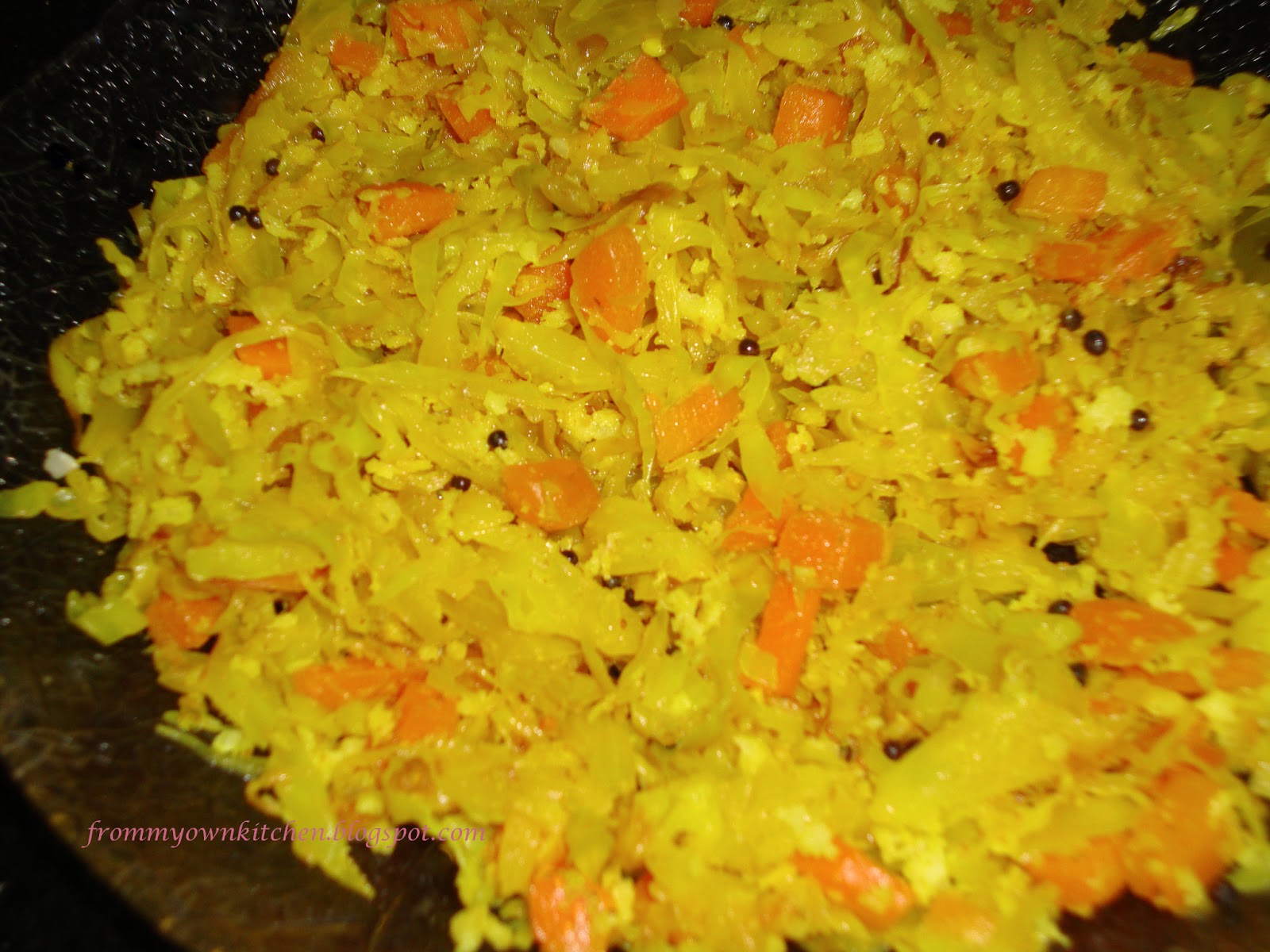 From My Own Kitchen CabbageCarrot Stir fry/Thoran