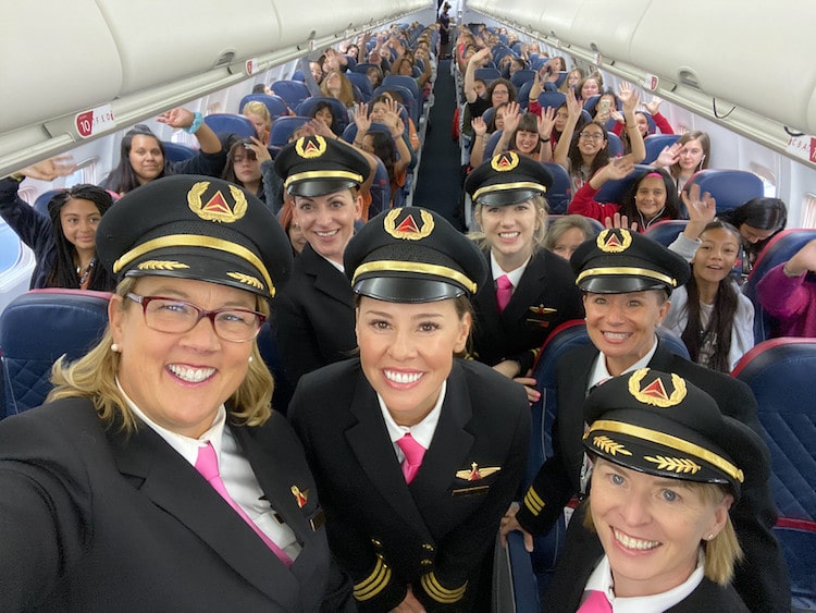All-Female Delta Crew Flew 120 Young Women To NASA