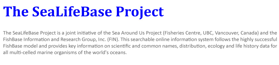 The SeaLifeBase Project