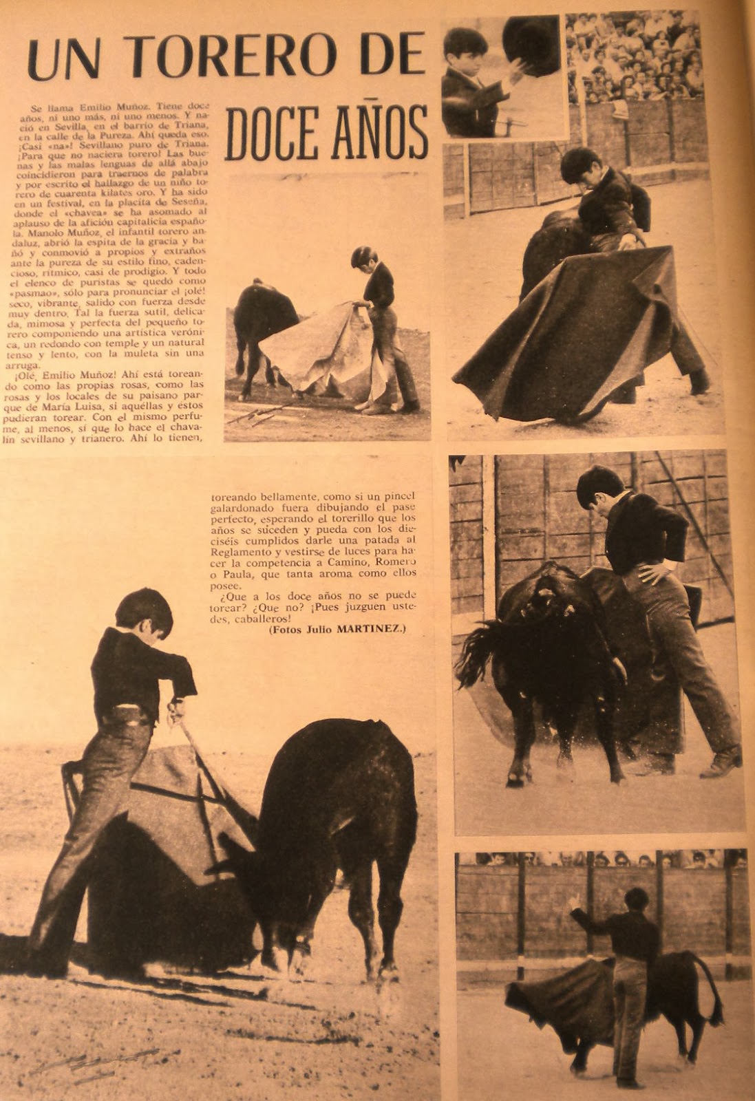 Aula Taurina de Granada Emilio Muñoz con 12 años (1974)
