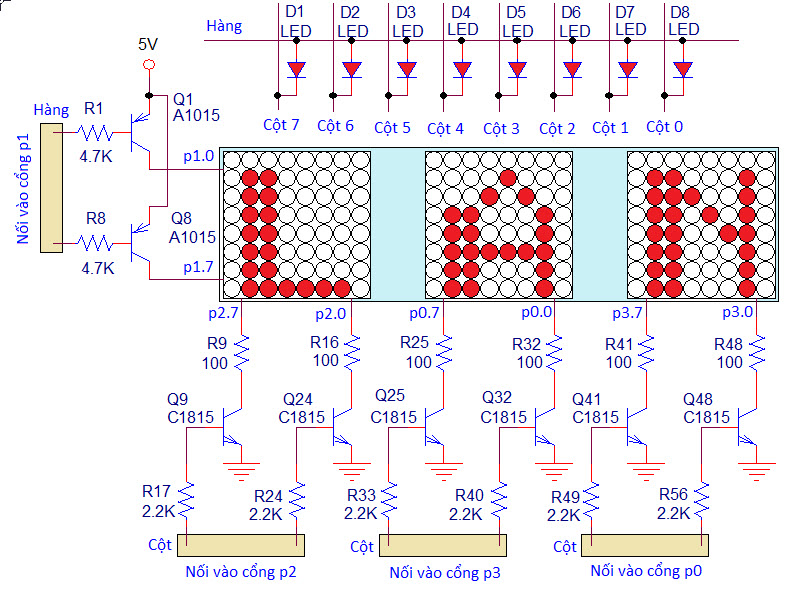 Mạch đèn quảng cáo dùng led ma trận 8x8