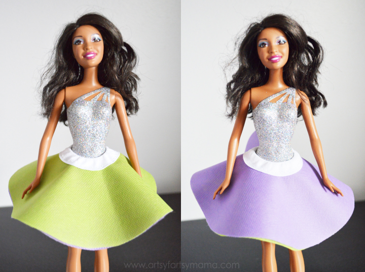 Easy Reversible Barbie Skirts at artsyfartsymama.com #fashion #Barbie