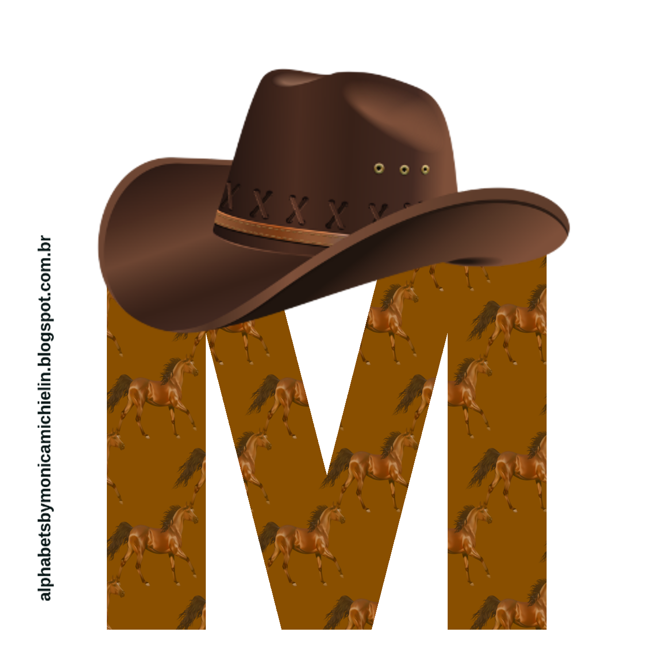 Monica Michielin Alphabets ALFABETO DE COWBOY COM CHAPÉU PNG COWBOY ALPHABET
