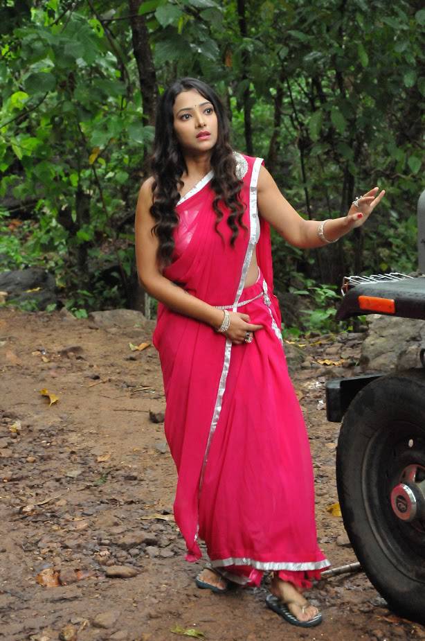 Actress Shweta Basu Hot Sleeveless Red Saree Photos