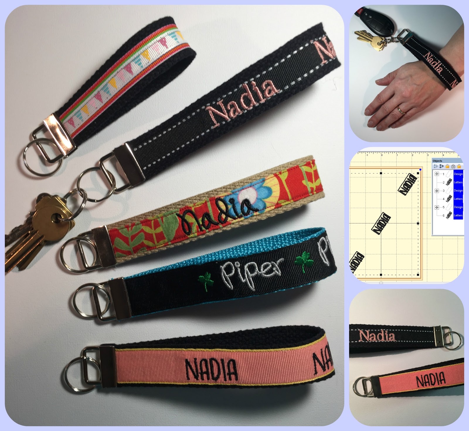 With Glittering Eyes Personalized Wrist Strap Key Fobs