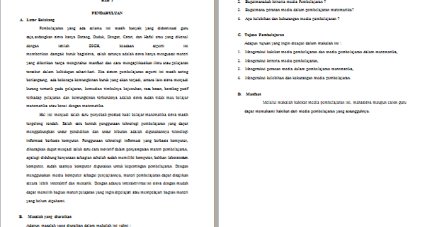 CONTOH MAKALAH MEDIA PEMBELAJARAN MATEMATIKA TERBARU 2016