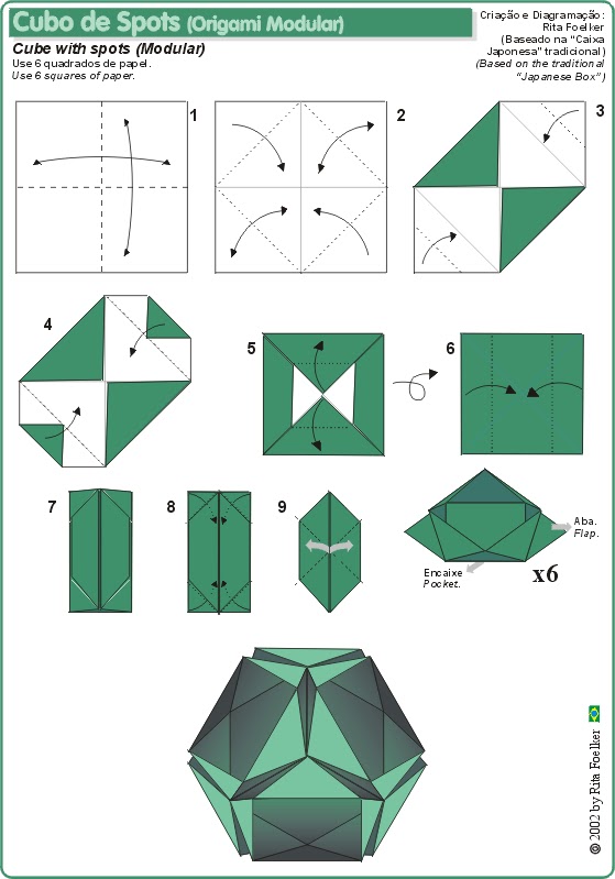 Curso de Origami ~ Prof. Ricardo Töws | Origami geométrico, Diagramas ...
