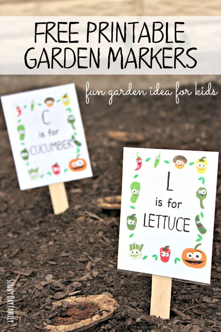 These free printable garden markers are perfect for a kids' garden or a preschool garden theme! Inspired by a children's book, these DIY garden markers help kids practice the alphabet while watching their gardens grow!