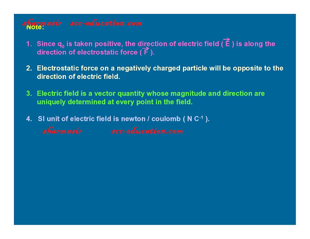 electrostatics,electric field,electric field intensity due to point charge,superposition principle,electric field line,properties of  electric lines of force,electric dipole,electric field intensity due to an electric dipole,torque on an electric dipole,work done on an electric dipole,