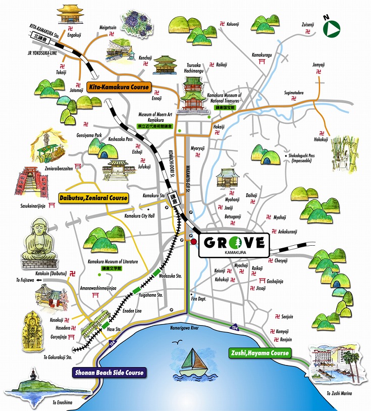 Kamakura Japan Map Cover Illustration