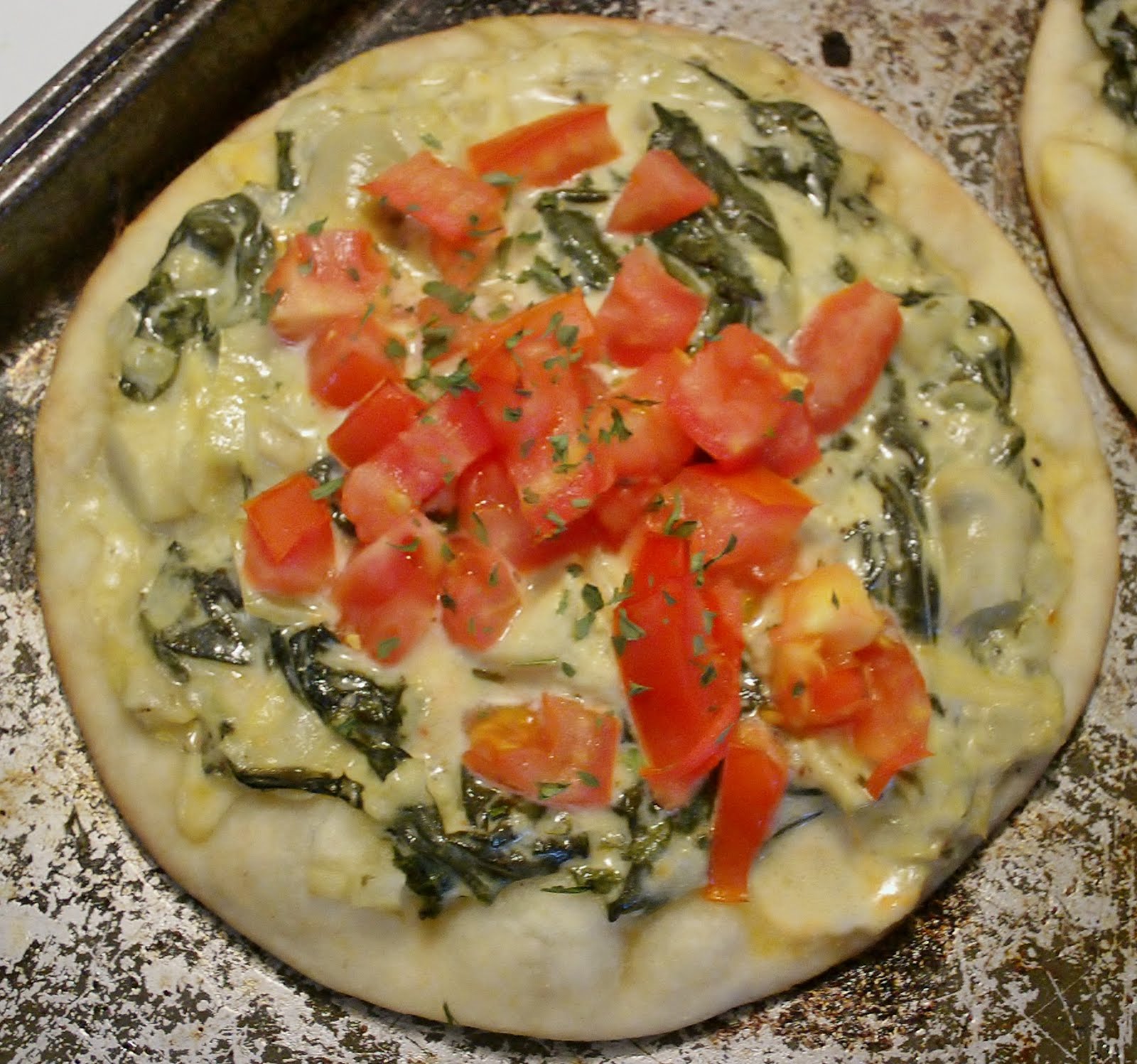 My Vegan Voyage and Vegan Recipes Spinach Artichoke Pita Pizza and Red Pepper Veggie Pita Pizza