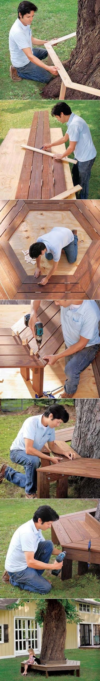 How to build a bench around a tree
