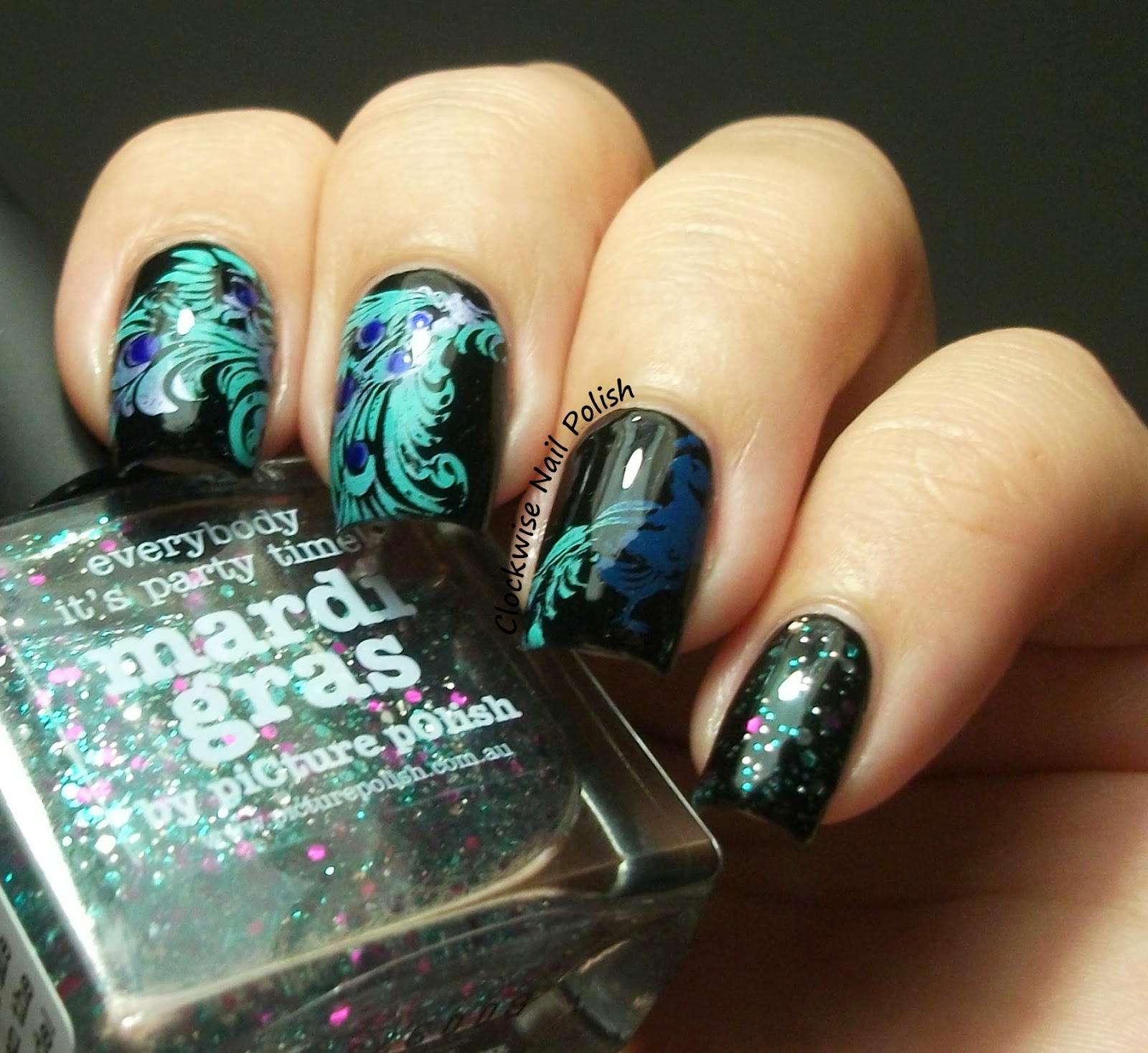 The Clockwise Nail Polish: Peacock and Flowers nail arts with Moyou ...