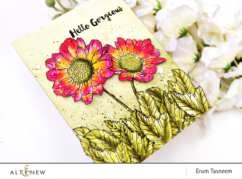 Altenew Spring Daisy Stamp Set + Watercolour Brush Markers | Erum Tasneem | @pr0digy0