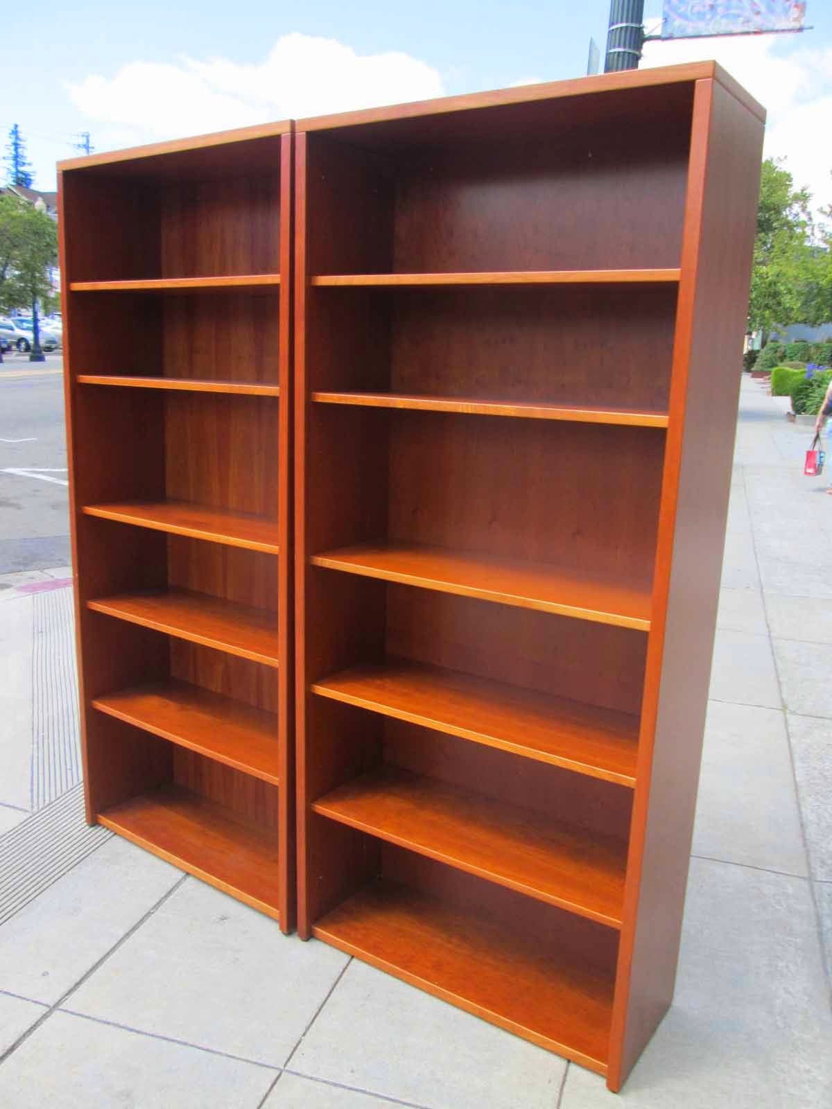 UHURU FURNITURE & COLLECTIBLES SOLD Cherry Wood Finish Bookcases 95