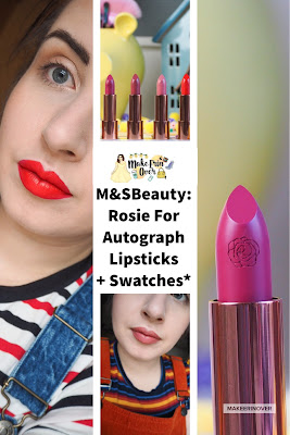 M&SBeauty: Rosie For Autograph Lipsticks + Swatches*, Super model kiss, lady rose, rosie lips, silk rose, camisole blush marks and spencers