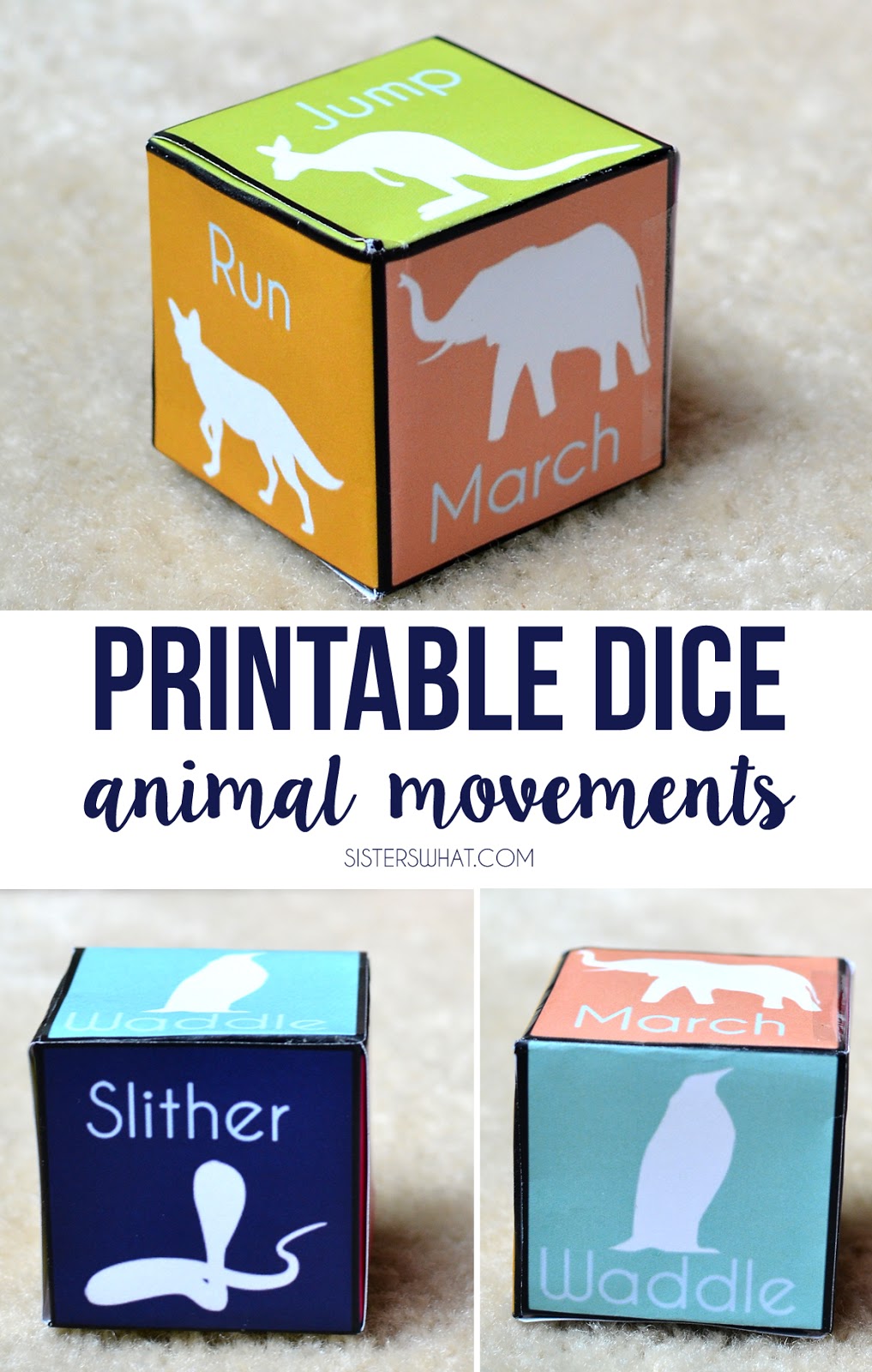 Printable Dice Animal Movement Sisters, What!